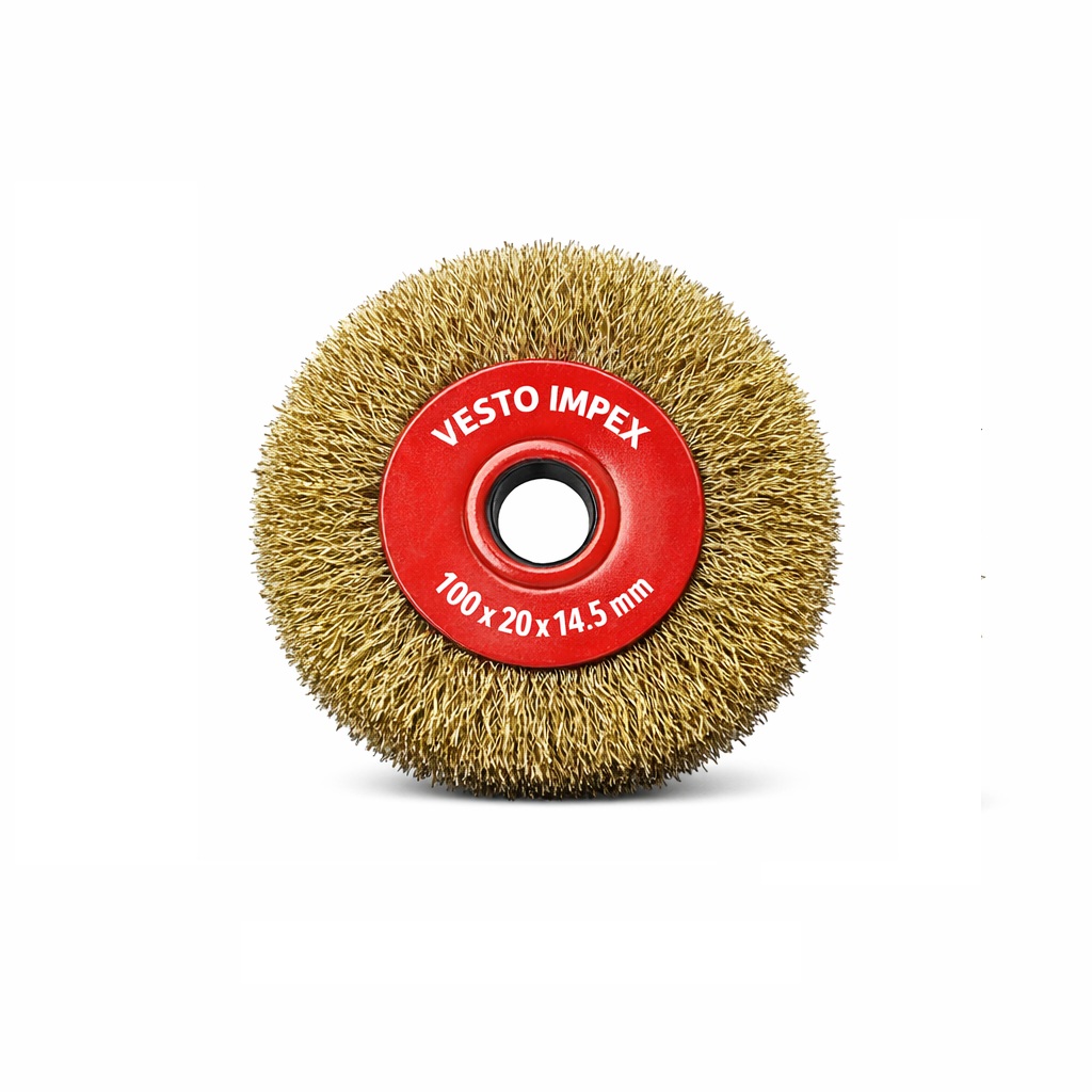 Brass Coated Cirular Wire Brush 100 x 20 x 14.5 mm - Circular Wire Brushes