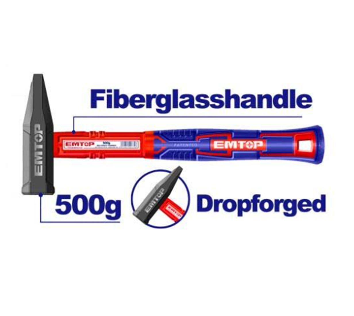 Fiberglass Handle Machinist Hammer 500g
