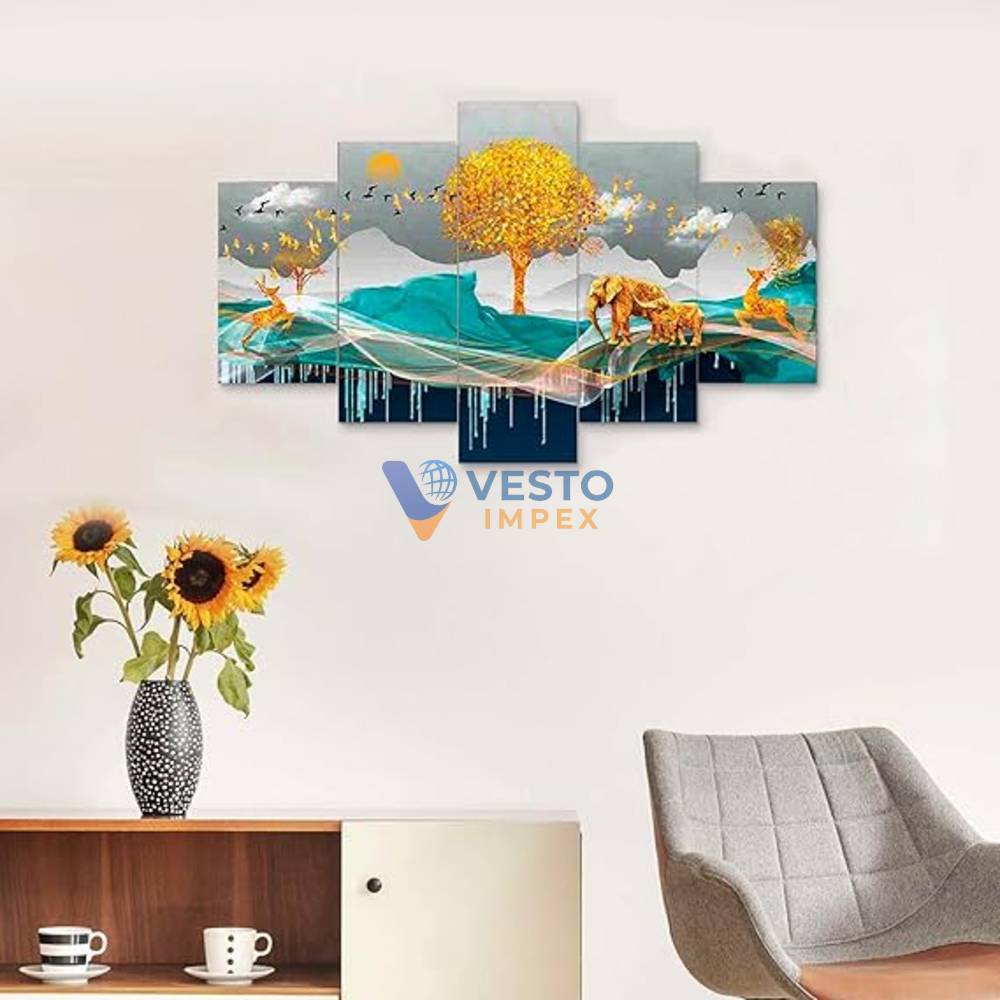 Elephant and Deer Wall Painting for Home Decoration